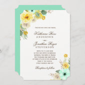 Charming Mint and Yellow Wedding Invitations Kaart (Voorkant / Achterkant)