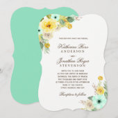 Charming Mint and Yellow Wedding Invitations Kaart (Voorkant / Achterkant)