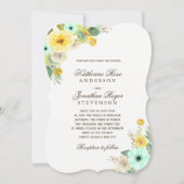 Charming Mint and Yellow Wedding Invitations Kaart (Voorkant)