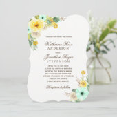 Charming Mint and Yellow Wedding Invitations Kaart (Staand voorkant)