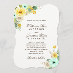 Charming Mint and Yellow Wedding Invitations Kaart