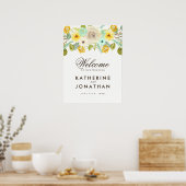 Charming Mint en Mustard Wedding Welcome Poster (Keuken)