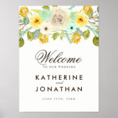 Charming Mint en Mustard Wedding Welcome Poster (Voorkant)