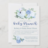 Charming & Modern Blue Floral Brunch Uitnodiging (Voorkant)