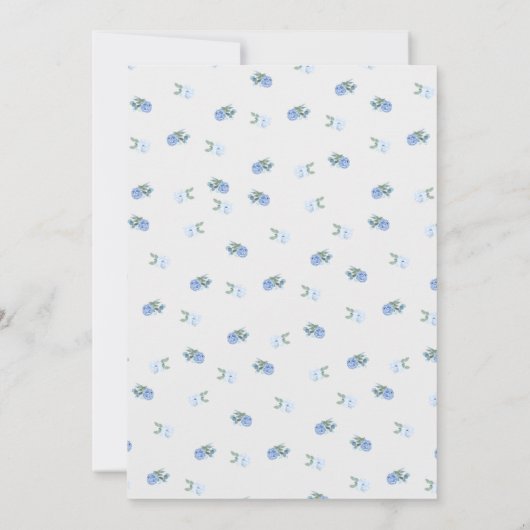 Charming & Modern Blue Floral Brunch Uitnodiging (Achterkant)