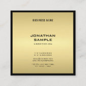 Charming Modern Glamor Elegant Black Gold Luxury Vierkante Visitekaartje (Achterkant)