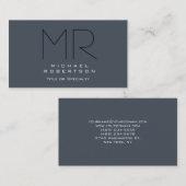 Charming Modern Monogram Grey Clean Visitekaartje (Voorkant / Achterkant)