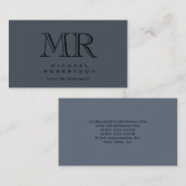 Charming Modern Monogram Grey Clean Visitekaartje (Voorkant / Achterkant)