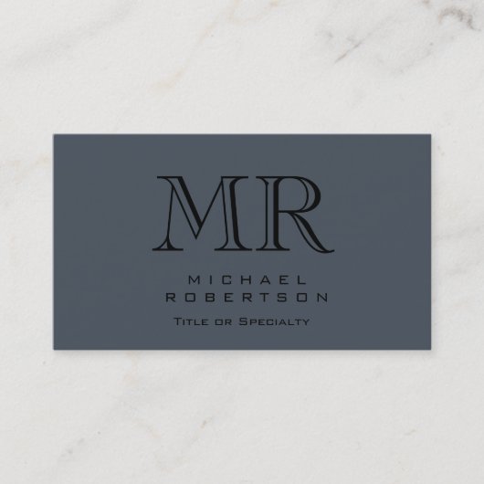 Charming Modern Monogram Grey Clean Visitekaartje (Voorkant)
