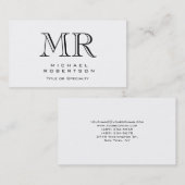 Charming Modern Monogram White Clean Visitekaartje (Voorkant / Achterkant)