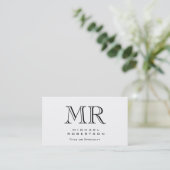 Charming Modern Monogram White Clean Visitekaartje (Staand voorkant)