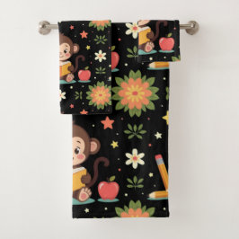 Charming monkey reading floral pattern bad handdoek