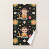 Charming monkey reading floral pattern  bad handdoek (Handdoek)