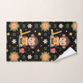 Charming monkey reading floral pattern  bad handdoek (Handdoek)