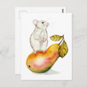 Charming Mouse on a Pear Briefkaart (Voorkant / Achterkant)