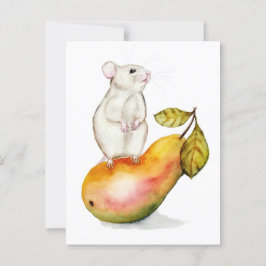 Charming Mouse on a Pear Briefkaart