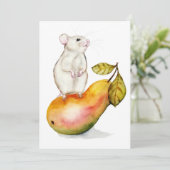 Charming Mouse on a Pear Kaart (Staand voorkant)