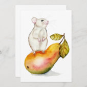 Charming Mouse on a Pear Kaart (Voorkant / Achterkant)
