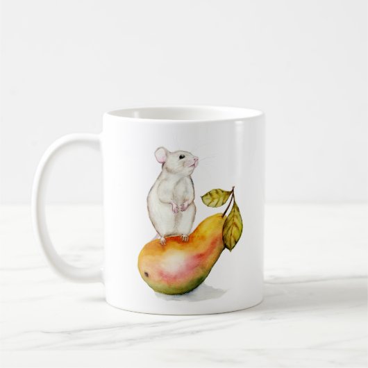 Charming Mouse on a Pear Koffiemok (Links)