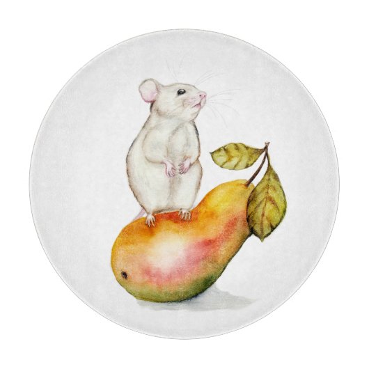 Charming Mouse on a Pear Snijplank (Voorkant)