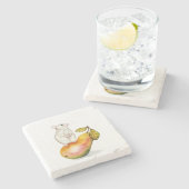 Charming Mouse on a Pear Stenen Onderzetter (Zijkant)