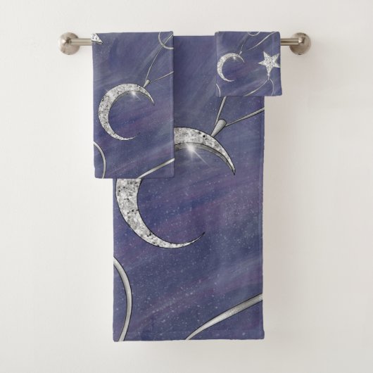 Charming Mystique | Silver Moon Stars Sun Amulet Bad Handdoek (Insitu)