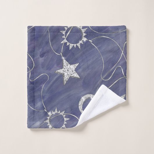 Charming Mystique | Silver Moon Stars Sun Amulet Bad Handdoek (Wasdoekje)