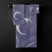 Charming Mystique | Silver Moon Stars Sun Amulet Bad Handdoek