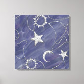 Charming Mystique | Silver Moon Stars Sun Amulet Canvas Afdruk (Voorkant)