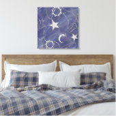 Charming Mystique | Silver Moon Stars Sun Amulet Canvas Afdruk (Insitu (Slaapkamer))