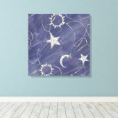 Charming Mystique | Silver Moon Stars Sun Amulet Canvas Afdruk (Insitu (Houten vloer))