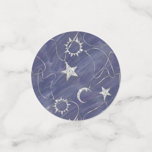 Charming Mystique | Silver Moon Stars Sun Amulet Confetti (Kleine voorkant)