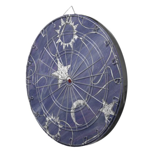 Charming Mystique | Silver Moon Stars Sun Amulet Dartbord (Voorkant Rechts)