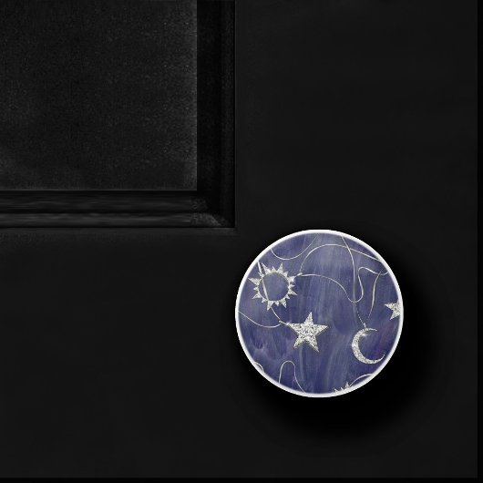 Charming Mystique | Silver Moon Stars Sun Amulet Keramische Knop