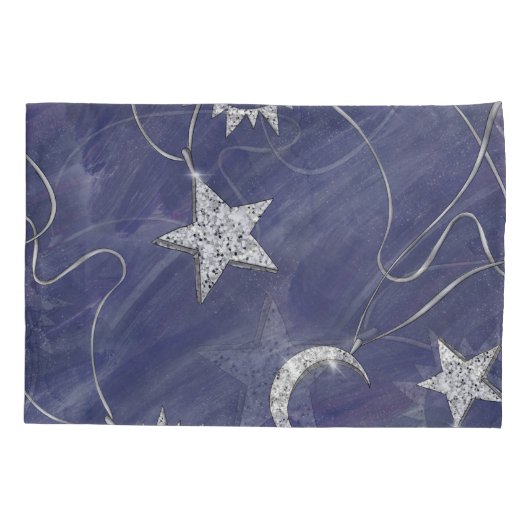 Charming Mystique | Silver Moon Stars Sun Amulet Kussensloop (Achterkant)