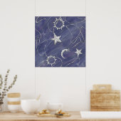 Charming Mystique | Silver Moon Stars Sun Amulet Poster (Keuken)