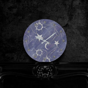 Charming Mystique   Silver Moon Stars Sun Amulet Ronde Klok