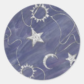 Charming Mystique | Silver Moon Stars Sun Amulet Ronde Sticker (Voorkant)