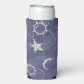 Charming Mystique | Silver Moon Stars Sun Amulet Seltzer Blikjeskoeler (Seltzer Voorkant)