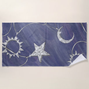 Charming Mystique   Silver Moon Stars Sun Amulet Strandlaken