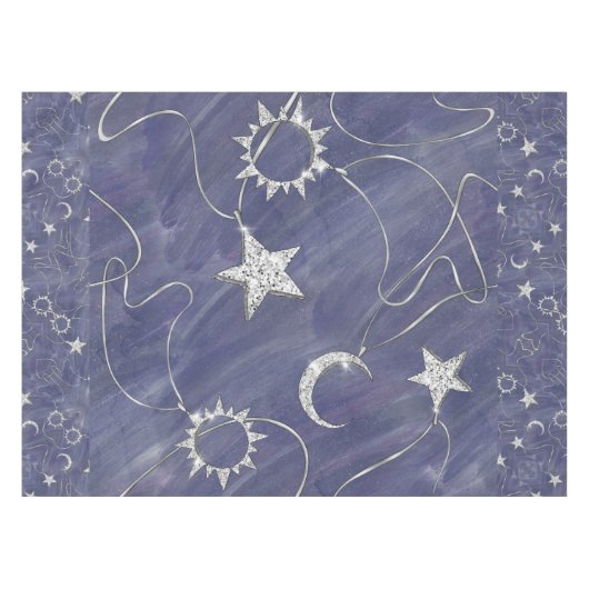 Charming Mystique | Silver Moon Stars Sun Amulet Tafelkleed (Voorkant (Horizontaal))