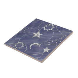 Charming Mystique | Silver Moon Stars Sun Amulet Tegeltje