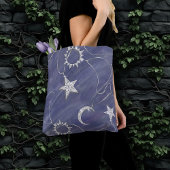 Charming Mystique | Silver Moon Stars Sun Amulet Tote Bag