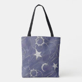Charming Mystique | Silver Moon Stars Sun Amulet Tote Bag (Achterkant)