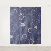 Charming Mystique | Silver Moon Stars Sun Amulet Wandkleed (Voorkant)