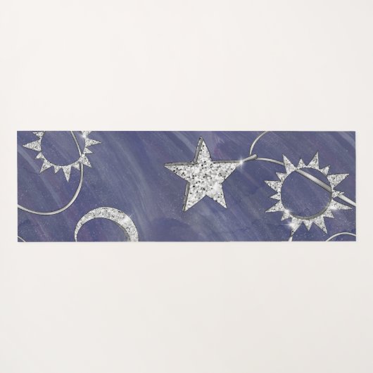 Charming Mystique | Silver Moon Stars Sun Amulet Yogamat (Achterkant (horizontaal))