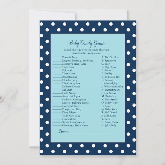 Charming Navy Blue Bow Baby Baby shower Kaart (Voorkant)