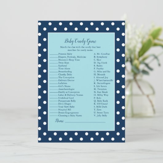 Charming Navy Blue Bow Baby Baby shower Kaart (Staand voorkant)
