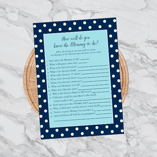 Charming Navy Blue Bow die mama het beste spel ken Kaart
