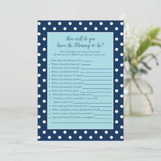 Charming Navy Blue Bow die mama het beste spel ken Kaart (Staand voorkant)